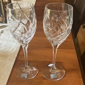 2 new Mikasa English Garden crystal wine or water goblets NWT